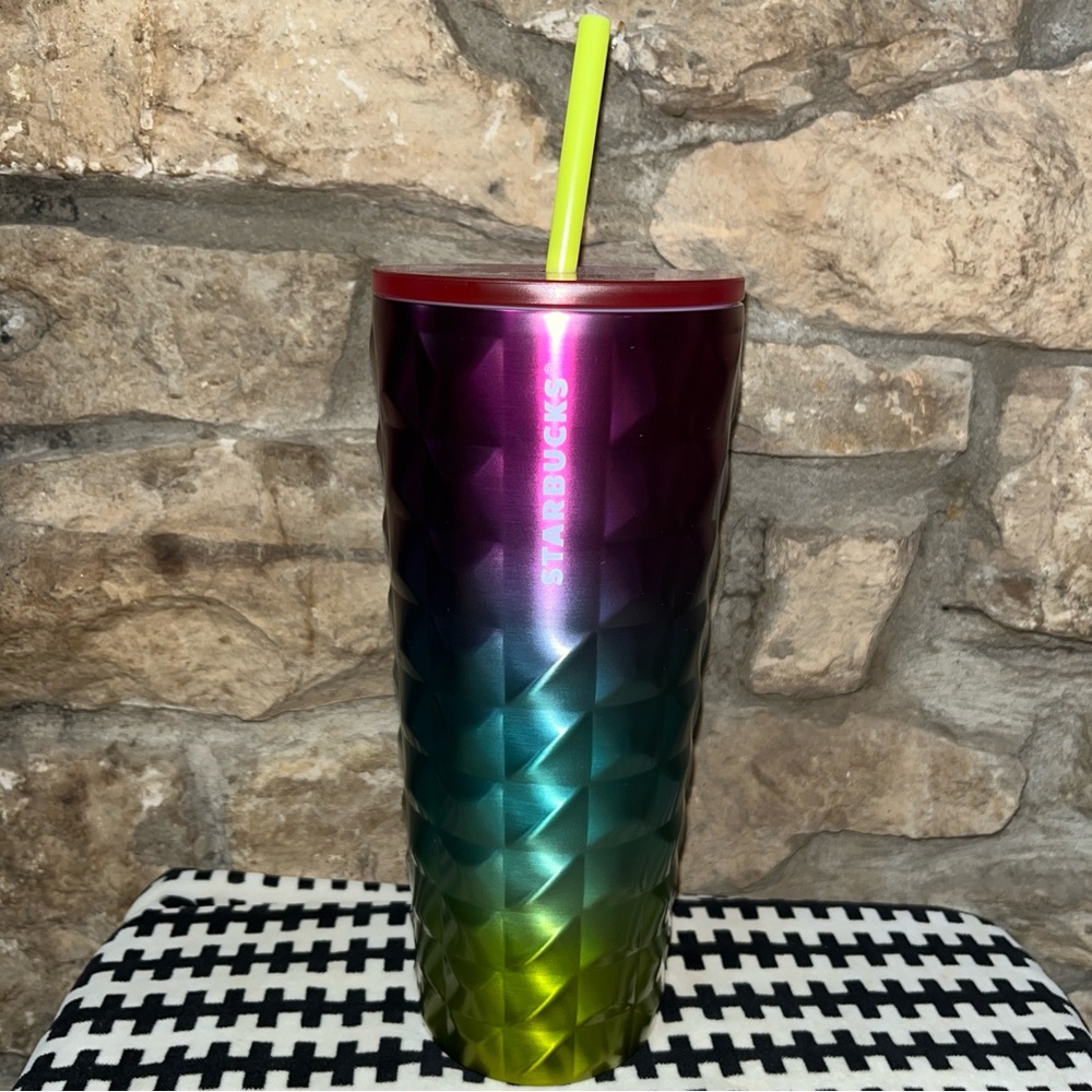 NWT Starbucks Metallic Gradient Grid Tumbler 24oz 710ML Summer 2025 Collection